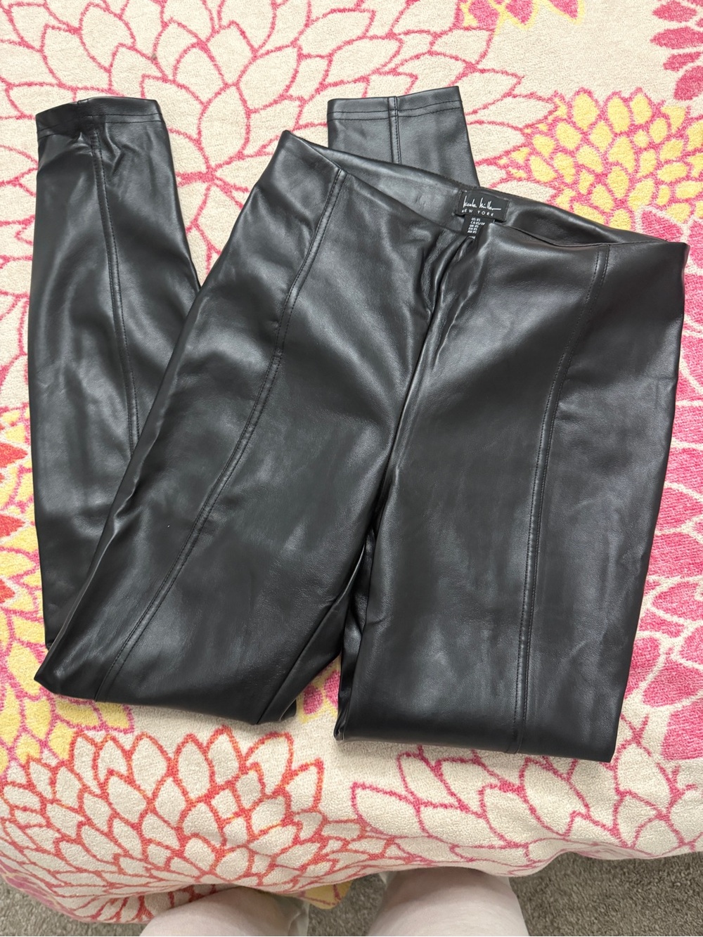 Nicole Miller Black Faux Leather Jeggings - Slim Ponte Fit
